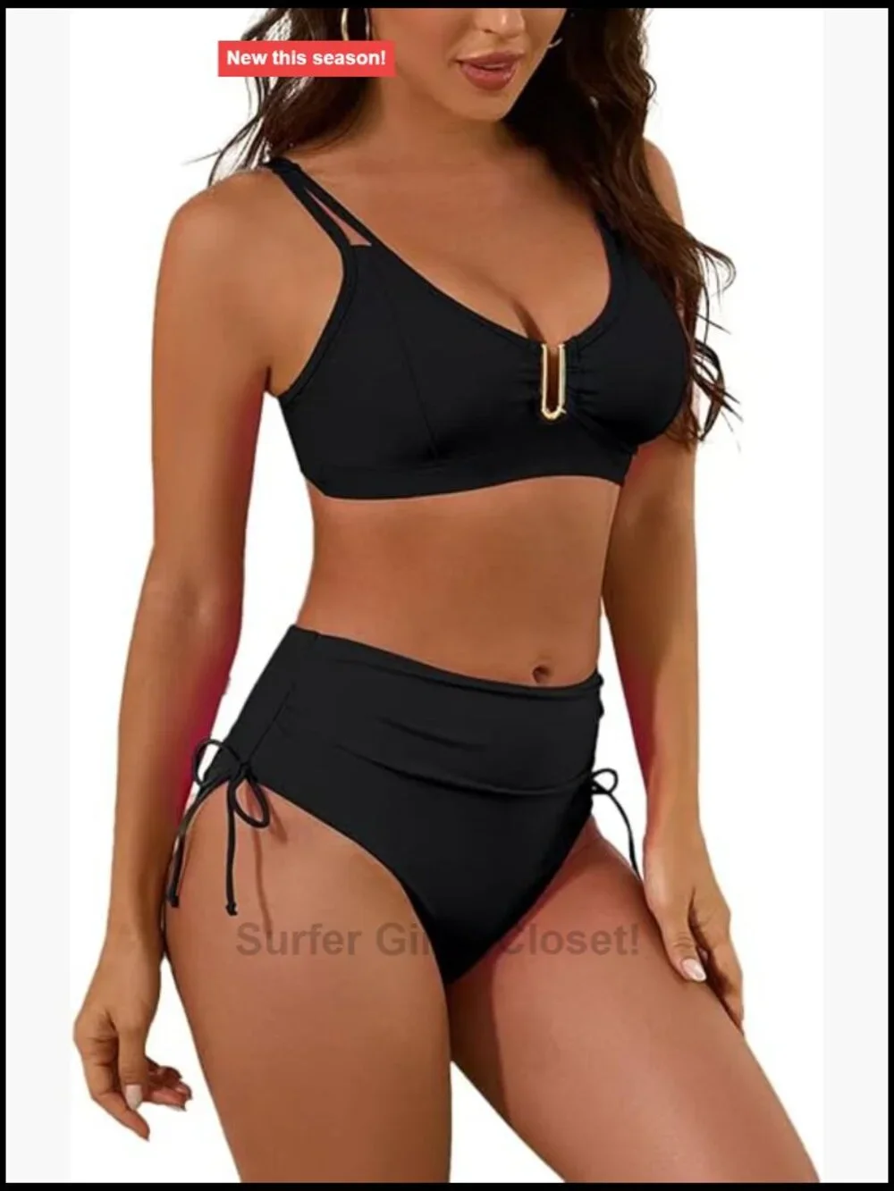 2 Piece Bikini Set High Waisted Tummy Control Swimwear